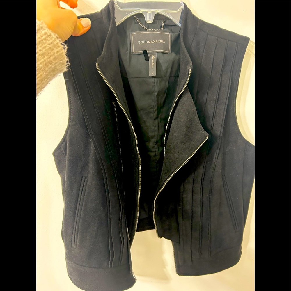 BCBG max Azria black suede vest